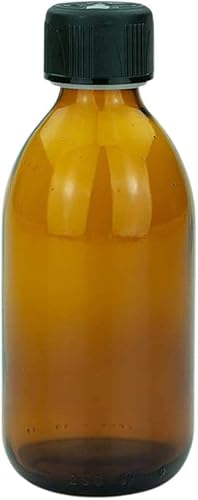 Devitre 2 braune Glasflaschen 250 ml mit Deckel Messbecher und Beschriftungsetiketten