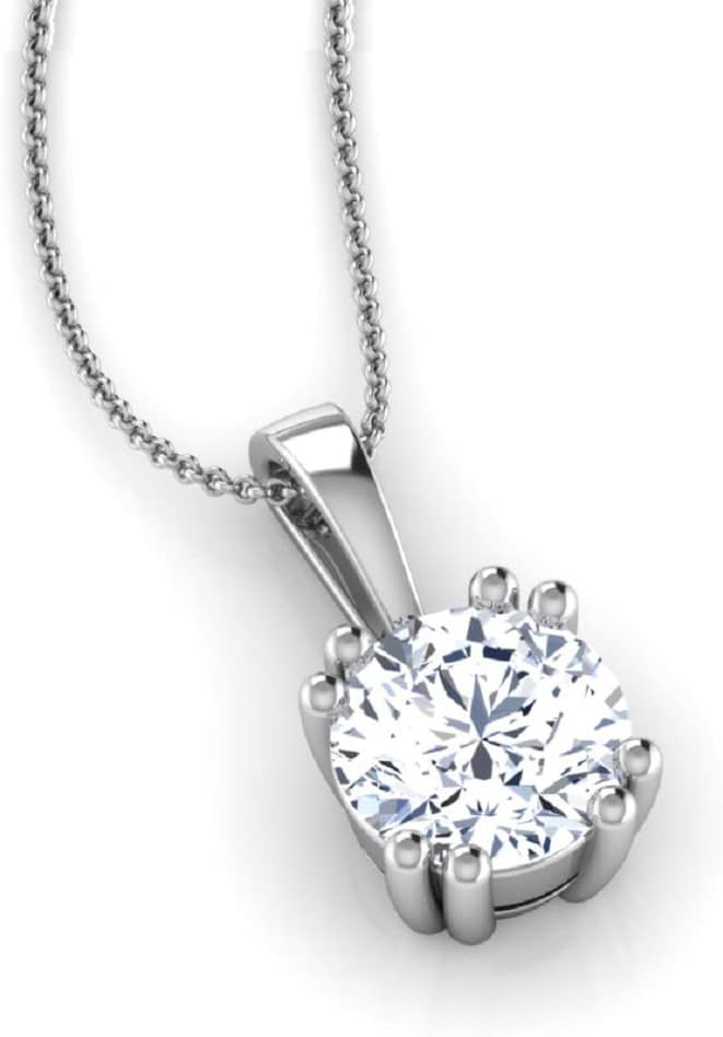 1 CT Round Colorless Moissanite Engagement Pendant, Wedding Bridal Pendant, Eternity Sterling Silver Solid Diamond Solitaire -Prong Anniversary Promise Gift for Her