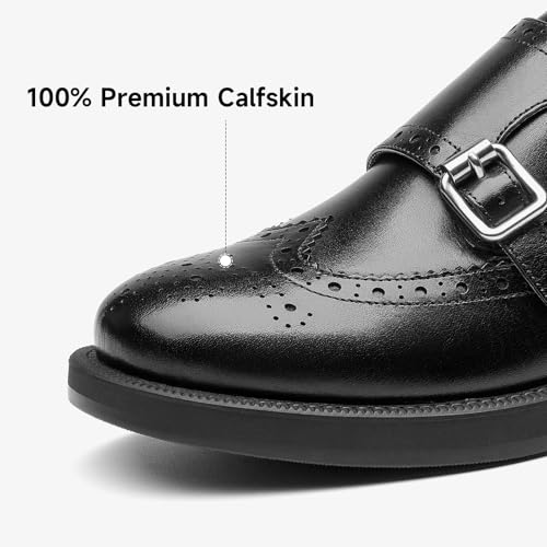 Image of BEAU TODAY Women Monk Strap Loafers Cap Toe Business Causal Loafer Shoes