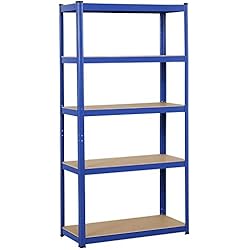 Yaheetech Estantería Metálica de Almacenaje 180x90x40cm Estanteria Trastero de 5 Niveles Estante de Almacenamiento para Garaje Taller sin Tornillos Carga de 875 kg Azul