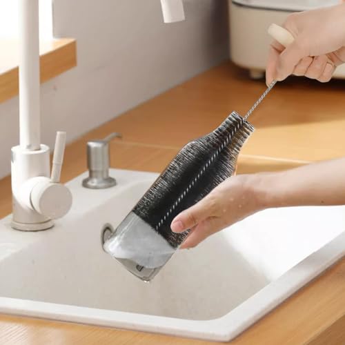 1 Stück Set Flaschenbürste,35cm Flaschenbürste kompatibel mit Sodastream Glasflasche,kratzerfreier Flaschenreiniger Bürste für Glaskaraffe/Sodaflaschen/Babyflaschen/Trinkflaschen