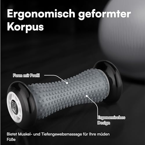 H&S Fußmassage Igelball - Faszienrolle Fuß - Fußmassageroller zur Faszien Massage - Roller für Hand & Fuss aus Silikon mit Noppen für Stressabbau & Entspannung - Grau