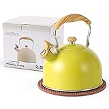LONFFERY Tea Kettle, 2.5 Quart Whistling Tea Kettle, Tea Pots for Stove Top Food Grade Stainless Ste
