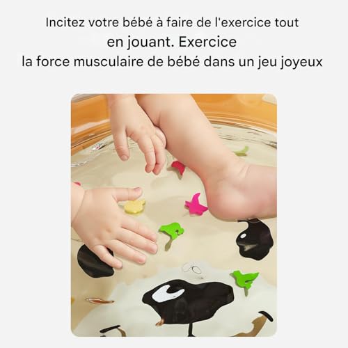 Tapis d'eau pour Bébé XIAOXIAOYU : Tapis d'Éveil Sensoriel Gonflable pour Tout-Petit