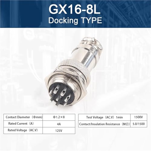 Conector GX16 de 8 pines con tuerca circular para cable de aviación modelo GX16-8L 2