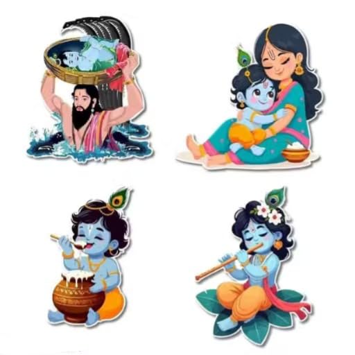 Krishna Themed Fridge Magnet, Set of 4-image-43
