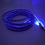 fortoo 5m/16ft 3m/9.8ft 2mm Optical Fiber & 3mm Black PVC Skirt Tube with 12V LED Light Source Illuminator PMMA Side Glow Optic Fiber Cable Kit (Blue,5m/16ft)