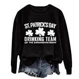 Genérico Chaqueta Sudadera Mujer Ropa Chaquetas Mujer St. Drinking Let The Shenanigans Begin Top de Manga Larga con Cuello y Estampado de para Mujer Chaquetaas Mujer Mujer Azul De Familia (Black, XL)