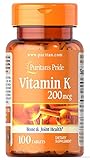 Puritan's Pride Vitamin K 200 Mcg Supports Joint and Bone Health, 100 Tablets by Puritan's Pride, 100 Count