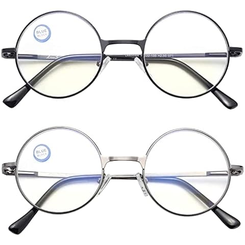 LianSan Retro Round Men Women Reading Glasses Blue Light Blocking Glasses for PC Readers 1.0 1.5 2.0 2.5 3.0 3.5 4.0 Anti-Blue Light Eyewear Cover