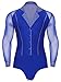 JEATHA Men's Latin Ballroom Dance Outfit Set Jazz Modern Perfomance Leotard Shirt with Elastic Waist Trousers Blue XX-Large