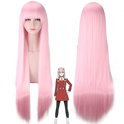 Pelucas de anime querida en el franxx 02 cosplay peluca 100 cm de largo cabello sintético perucas de fiesta de la fiesta de la fiesta+peluca