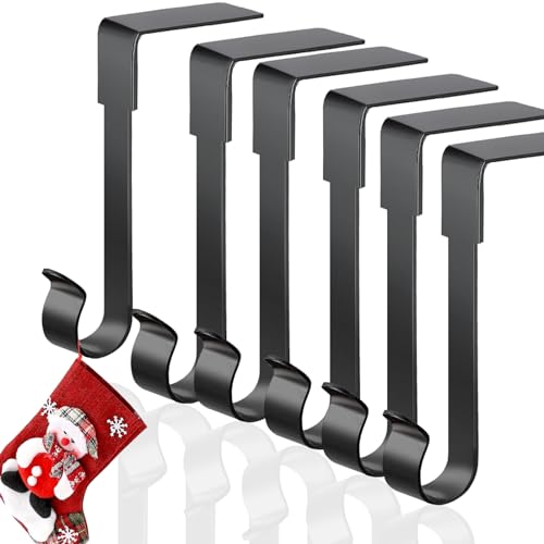Gaoikerr 6PC Christmas Stocking Holders for Mantle Metal Stocking Hangers for Holiday Xmas Fireplace Stair Decor