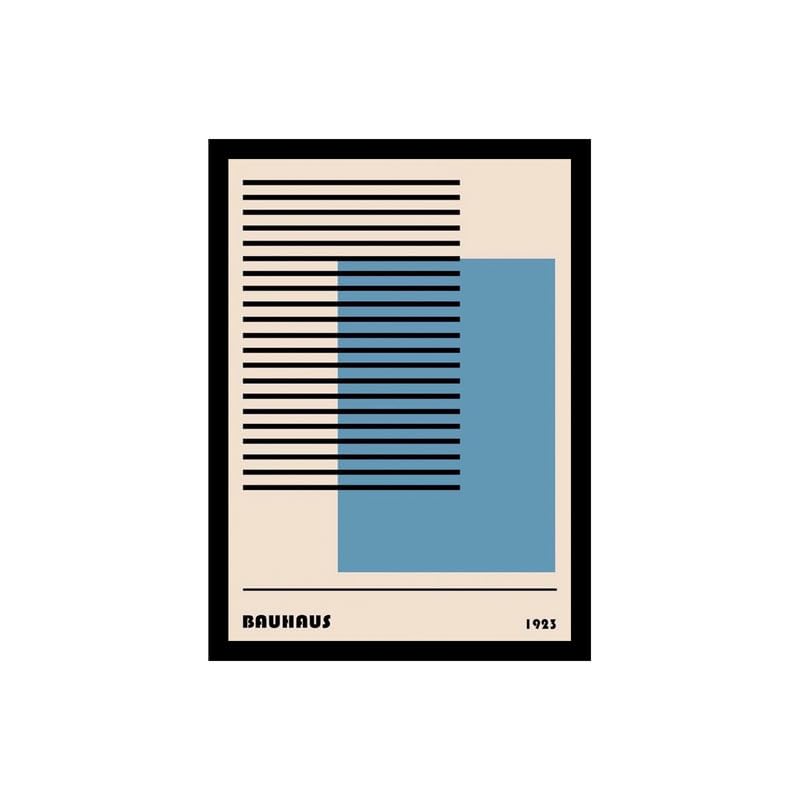 Image of BLINKART Vintage Bauhaus Retro Geometric Aesthetic Poster Gallery | Colorful Wrap Framed For Home Office Studio Living Room Modern Art Studio Decoration Abstract Shapes | (d146) | 13x10 Inch
