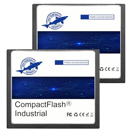 Dogfish Tarjeta de Memoria Compact Flash 2GB 2Pack Industrial CF Memory Card Tipo I de Alto Rendimiento FAT16 para Equipos Industriales, Máquina CNC y Cámaras Digitales Antiguas