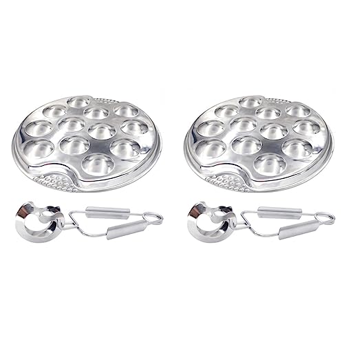 Cabilock 2sets Piatto Per Lumache in Acciaio Inossidabile Scomparti Di Pinze Per Forchette Per Funghi e Lumache Piatto Da Portata Facile Da Pulire