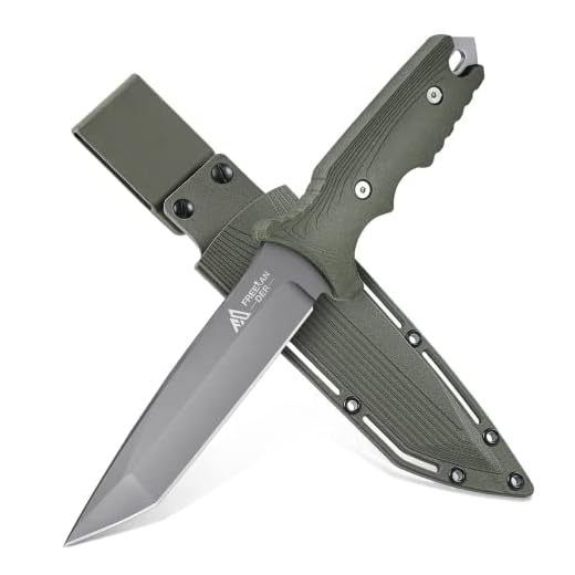 Freelander Coltello da Caccia Professionale, Coltello Lama Fissa 12.2cm in Acciaio 440C, Coltello Full Tang Bushcraft con Fodero, Coltello da Sopravvivenza per Campeggio