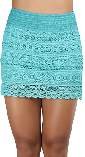 ToBeInStyle Women’s Spring and Summer Above Knee Length Lace Lined Knit Skirts