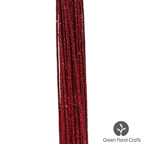 Green Floral Crafts | Pack Of 2 | 20 Stem Glitter Sparkle Curly Ting Branches 2 Feet Tall - Perfect Vase Filler Or Decoration For Weddings, Holidays, & Homes (Glitter Sparkle Red) #TOP3