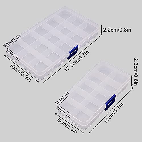4Pcs Plastic Tray, 2X10 2X15 Grids Bead Organizer With Movable Dividers Storage- Adjustable Clear Compartment Plastic Organizer-Travel Organizer Box, Small Parts Organizer For Beads, Jewlery, Rings #TOP5