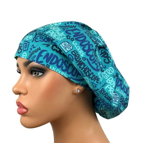 Gorro quirúrgico divertido para mujer azul y teal miniatura 1