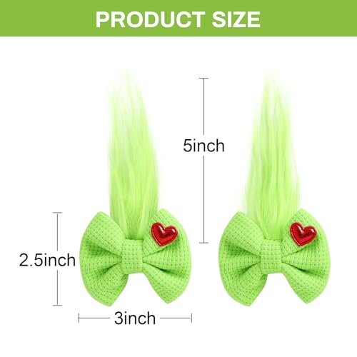 2PC Pinzas de Pelo Verde Largas Peludas 3 Pulgadas Decoraciones para Fiesta Accesorios de Pelo miniatura 2