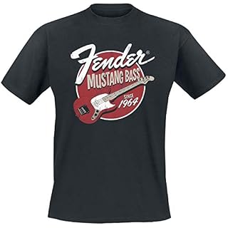 Fender T-Shirt Mustang Bass Homme Noir - Les Beatles, Paul McCartney, John Lennon, RIngo Starr, George Harrison