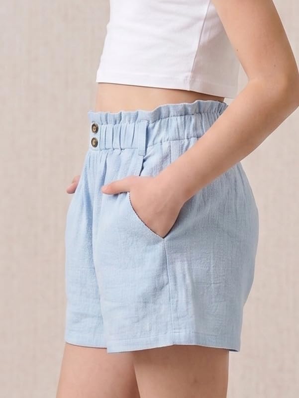 Girls Shorts Summer Casual Elastic Waist Shorts with Pockets 4Y-12Y
