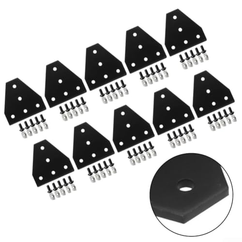 Helilyco Lot de 10 plaques de support d'angle 2020 en forme de T 5 trous Plaque extérieure à 90 degrés avec 10 ensembles de vis et écrous, alliage d'aluminium de qualité supérieure (10 pièces noires-T – vue 5