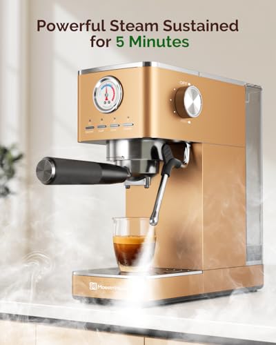 Image of Maestri House - ULKA 20 Bar Espresso Machines, Compact Coffee Machine with Built-in Flow Meter, Steam Milk Frother, 46oz Removable Water Tank, Coffee Machine