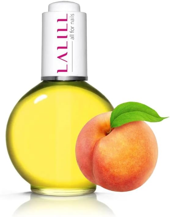 LALILL Nail Cuticle Oil 75 ml - Peach Nail Care Oil - Nail Oil Care for Nails Cuticles - Spa Manicure Nail Design Hands - Vegan - with Pipette