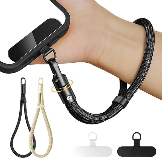 ZORBES® 2 Pack Phone Lanyards for Phone Case,Fashion Nylon Woven Case Wristlets with 2 Self-Adhesive Inserts Sling,Adjustable Sliding Cord Lock 360 °Swivel Anti-Lost Wristlets-image-5
