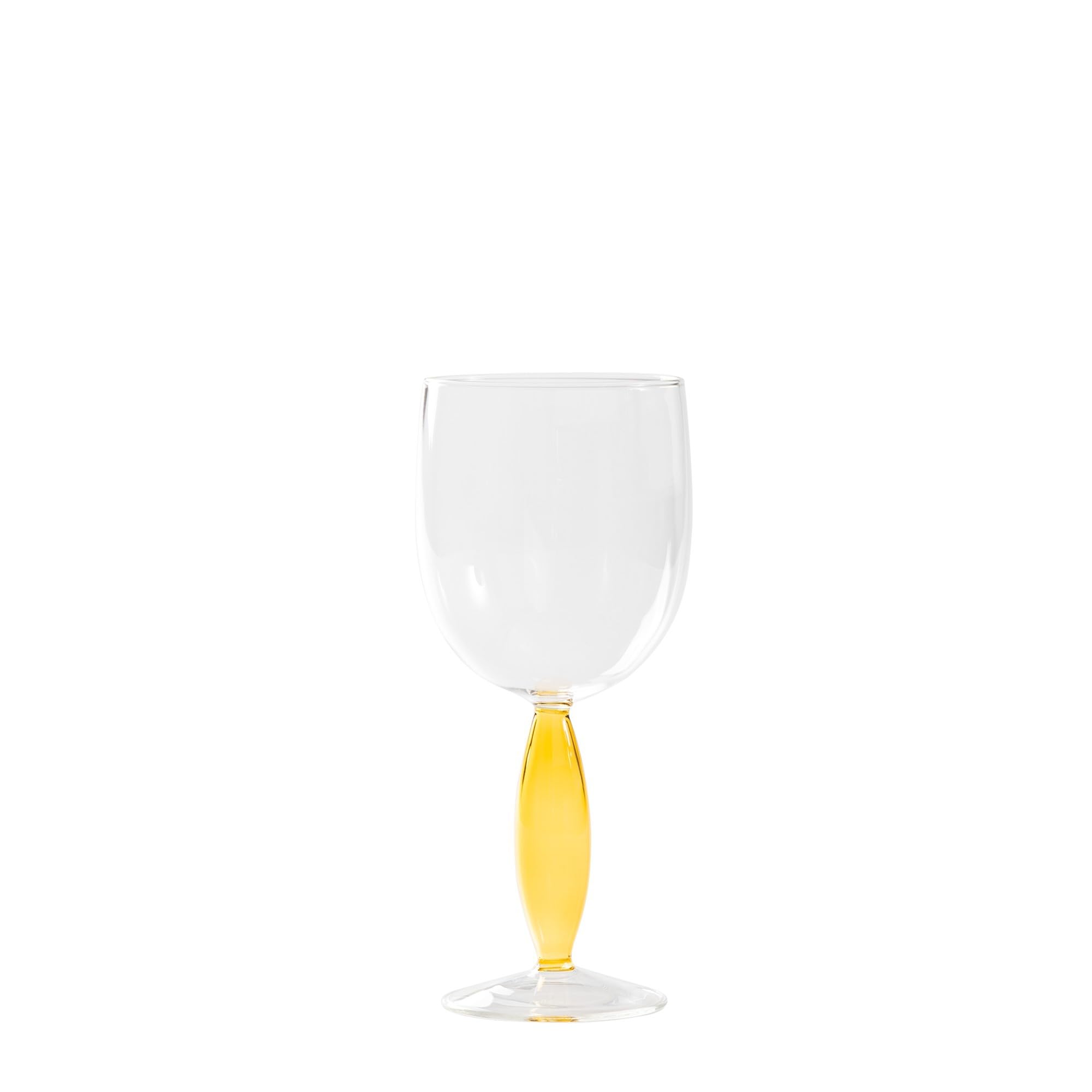 Verre à vin rouge Zafferano lot de 4 pièces avec tige creuse jaune or