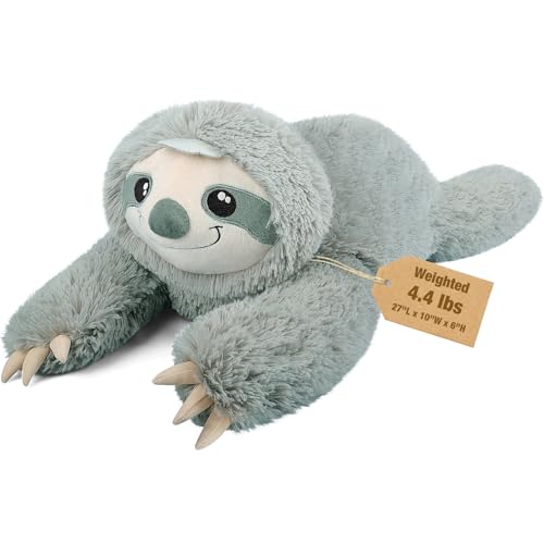 Bobbie & Laxi 27' & 4.4 lbs Sloth Weighted Stuffed Animals, Cuddly & Soft Kids' Plush Toy Pillows for Companion, Large Plushies with Removable Ceramsite Bag, Gifts for Adults, Kids, Boys and Girls
