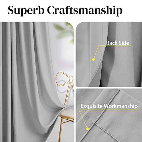 Rose Home Fashion Blackout Sliding Door Curtains, Room Darkening Thermal Insulated Curtains for Living Room Bedroom, Sliding Glass Door Drapes, 1 Panel, W52 x L63, Grey