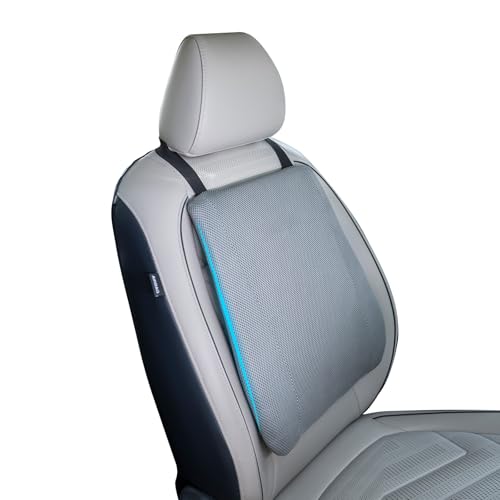 Image of WELLGIVER Orthopedic Memory Foam Car Neck Rest Pillow - Cervical Support Cushion for Neck Pain Relief, Adjustable Strap - Universal Fit for All Cars | Grey Velvet