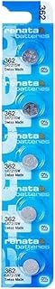 بطارية ساعة معصم من ريناتا - صناعة سويسرية خلية زر 1.55 فولت بعمر طويل 5 قطع 362 -2 SR721SW