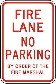 Metal Sign Warning Tin Sign Fire Lane No Parking by Order of The Fire Marshal Aluminum Safety Signs for Home Commercial and Driveway Alerts 8x12 Inch