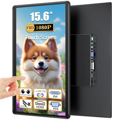 Touchscreen Monitor 15.6 Inch FHD1920×1080P IPS HDR 60Hz Touch Screen Monitor HDMI VGA DVI Touch Monitor with 10-Point Multi-Touch VESA Monitor with Speakers Touchscreen for Laptop Mini PC