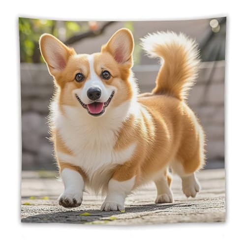 Tapisserie murale artistique Corgi en toile imprimée durable