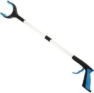 Grabber plegable con clip giratorio de 360 °, recogedores de mano extensibles y portátiles, herramienta de recogida (azul)