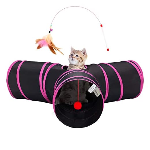 Tempcore Pet Cat Tunnel Tube Cat Toys 3 Way Collapsible, Cat Tunnels for Indoor Cats，Kitty Tunnel Bored Cat Pet Toys Peek Hole Toy Ball Cat, Puppy, Kitty, Kitten, Rabbit