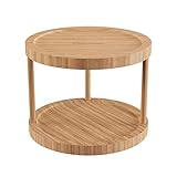 Classic Cuisine Lazy Susan – All-Natural Bamboo Round Two Tier Turntable Kitchen, Pantry and Vanity Organizer and Display with 10 Inch Diameter