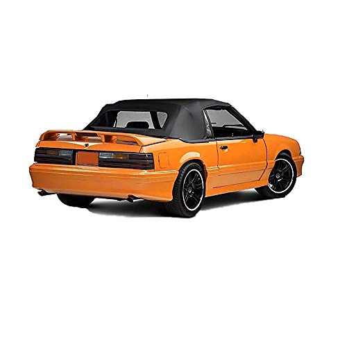 compatible with Ford Mustang 1983-1993 Convertible Soft Top & Plastic Window 1 Piece Vinyl (Black)