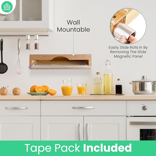 Green Stand Market - Plastic Wrap Dispenser with Cutter - Fits 12" Rolls - Mountable - Cuts Plastic Wrap, Saran Wrap, Cling Wrap, Aluminum Foil, Wax Paper - Thumbnail 4