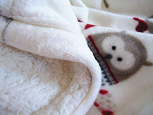 Ukeler Flannel Sherpa Throw 70'' X 50''- Owl Printed Soft Plush Flannel Blanket Throws For Bed/Couch/Sofa/Office/Camping #TOP4