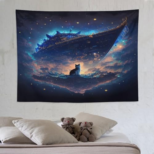 Tapisserie chat PAZZK 150x200cm pour décoration murale de salon