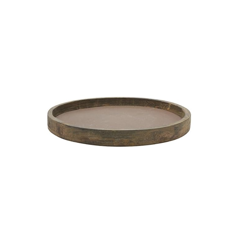 Stonebriar Rustic Natural Wood and Metal Candle Holder Tray, Home Decor Accessories for the Coffee Table and Dining Table, Brown, Large