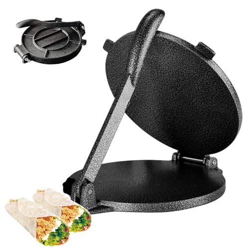 Tortilla Press Maker 8 Inch Nonstick Cast Iron Flour Tortilla Press Heavy Duty Quesadilla Roti Taco Maker with Handle Kitchen Cooking Making Food Tool for Homemade Flatbread Empanadas Chapatis Burrito