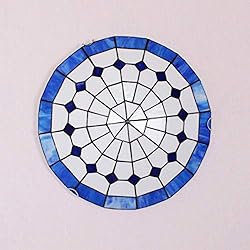 Lamparas Tiffany Baño ACHNC Tiffany Lámpara de Techo Azul, Luz de Techo Baño Vintage Con Pantalla de Vidrio Redonda, Lámpara de Dormitorio E27, Lámpara Plafon Retro Decorativa Para Pasillo,Salon,Habitación de Niños,30cm
